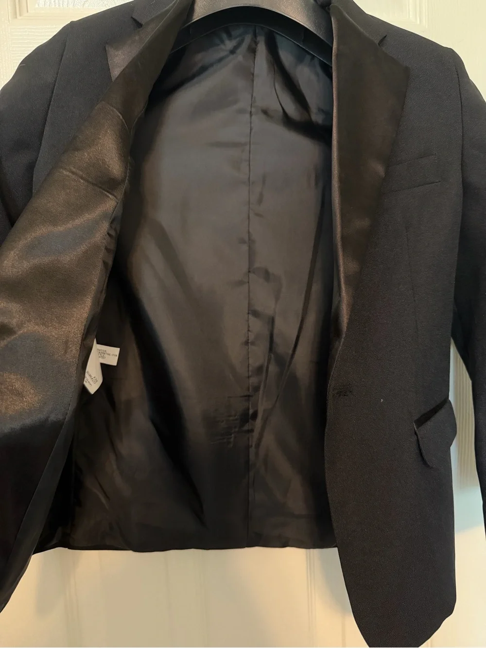 Nautica Boys Black Tuxedo Suit Set Size 7 Satin Trim Formal Wedding